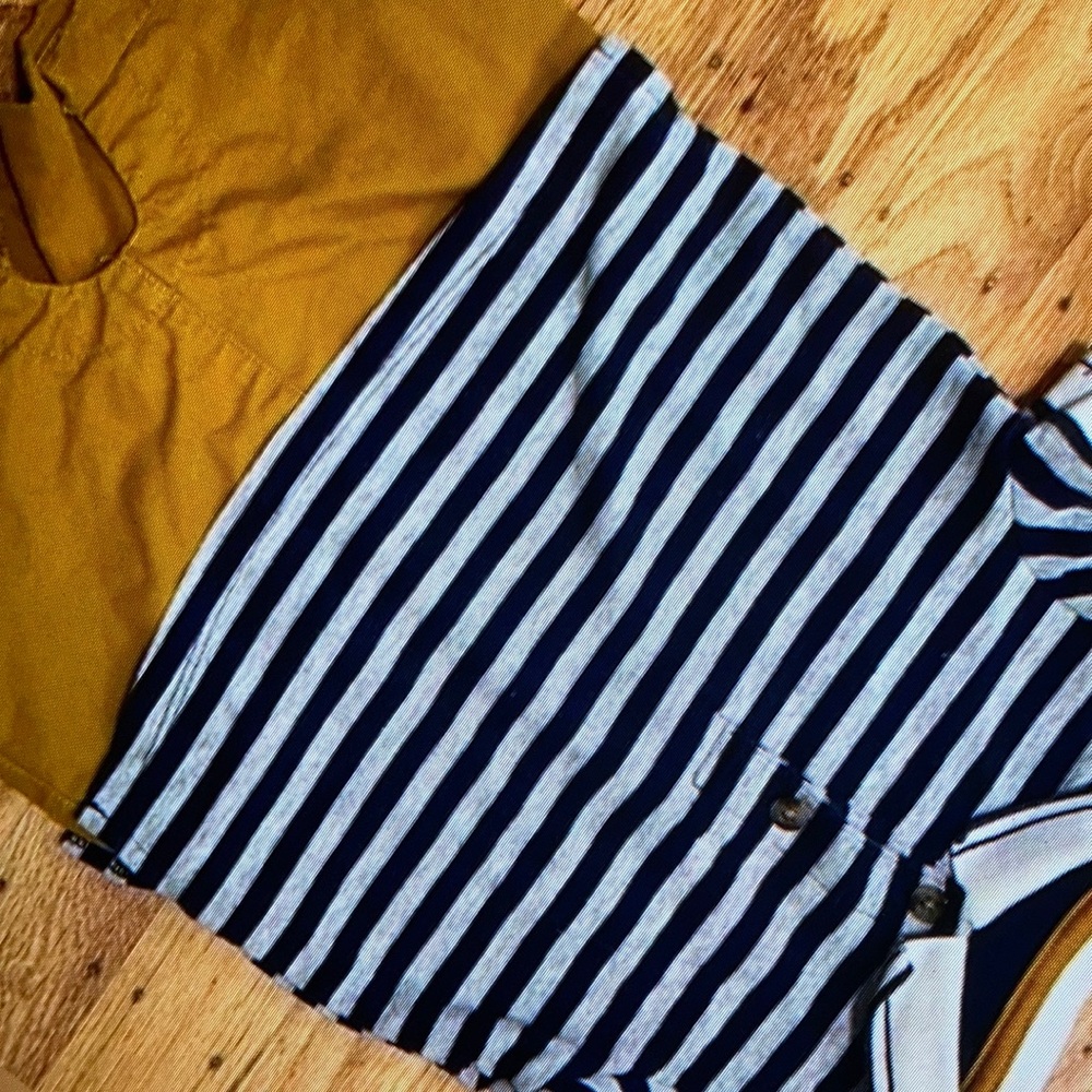 Striped navy one piece